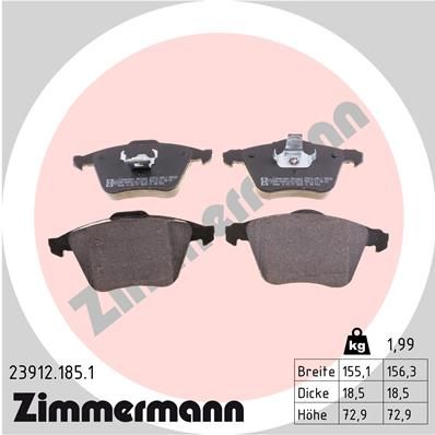 ZIMMERMANN Bremsbelagsatz, Scheibenbremse (23912.185.1)
