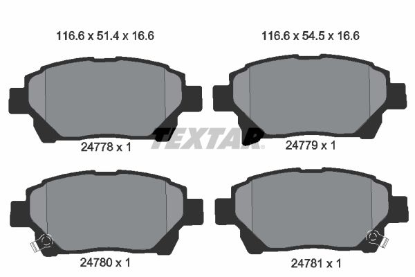 TEXTAR Bremsbelagsatz, Scheibenbremse (2477801) TEXTAR Bremsbelagsatz, Scheibenbremse (2477801)