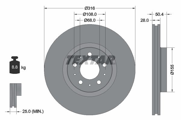 TEXTAR Bremsscheibe (92126603)