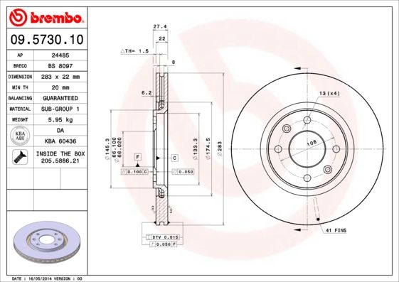 BREMBO Bremsscheibe (09.5730.10)