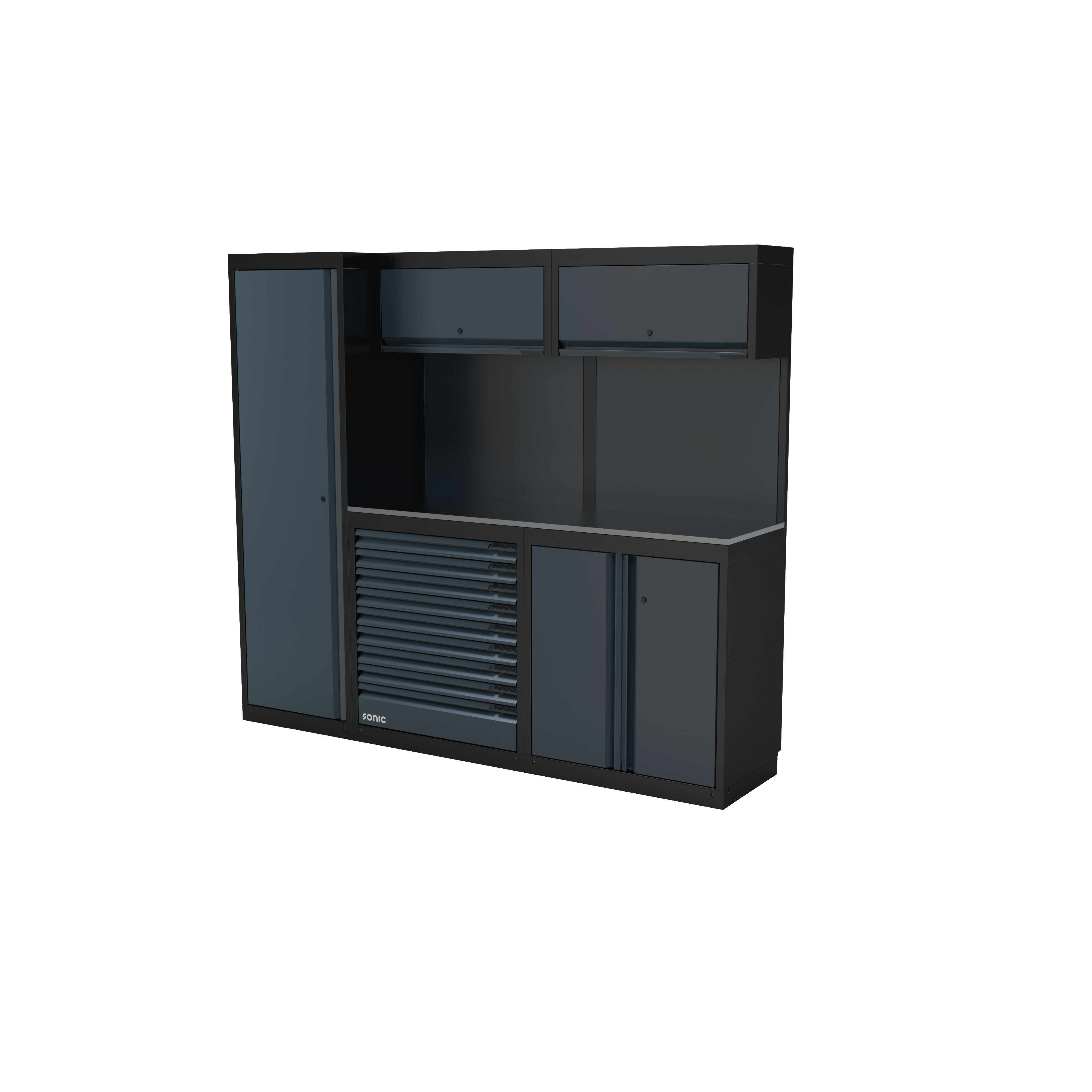 NEXT MSS Schrankwand Edelstahl-Arbeitsplatte hoch 2300mm