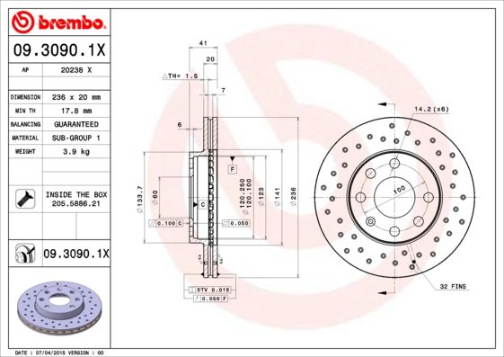 BREMBO Bremsscheibe (09.3090.1X)