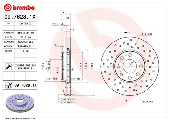 BREMBO Bremsscheibe (09.7628.1X) BREMBO Bremsscheibe (09.7628.1X)