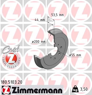 ZIMMERMANN Bremstrommel (180.5103.20) 4250238776505 180.5103.20