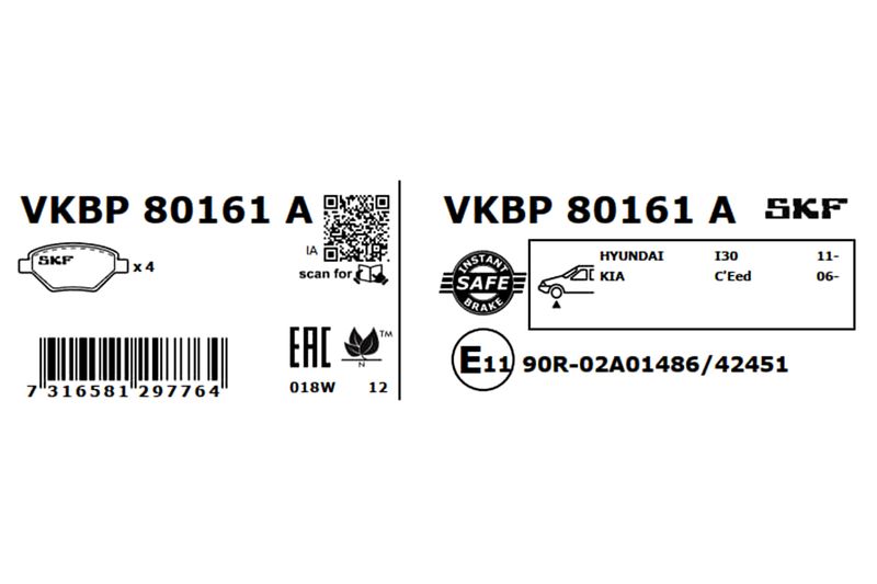 SKF Bremsbelagsatz, Scheibenbremse (VKBP 80161 A)