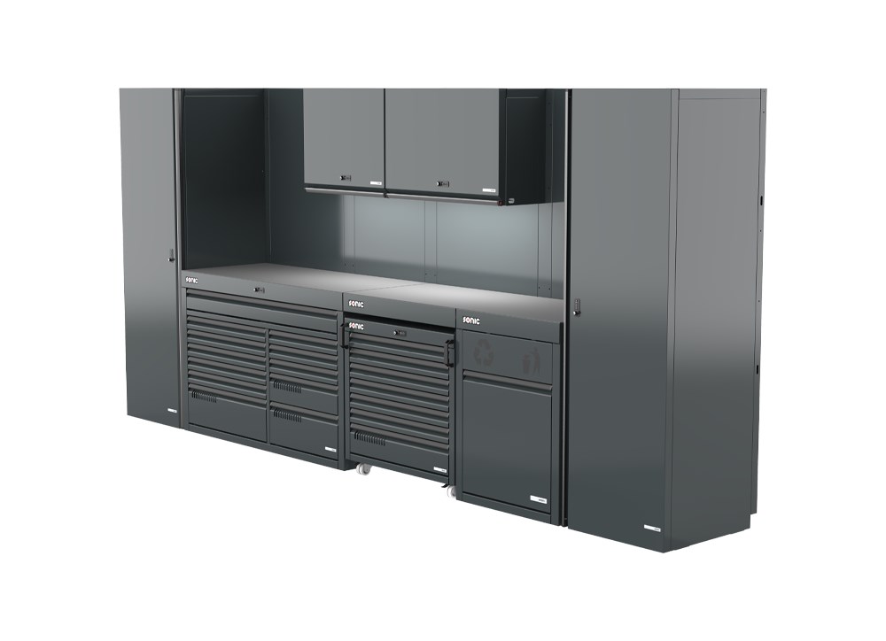 MSS+ Schrankwand hoch, Verbundarbeitsplatte MSS+ Schrankwand hoch, Verbundarbeitsplatte