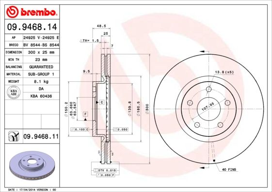 BREMBO Bremsscheibe (09.9468.11)