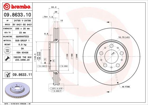 BREMBO Bremsscheibe (09.8633.11)
