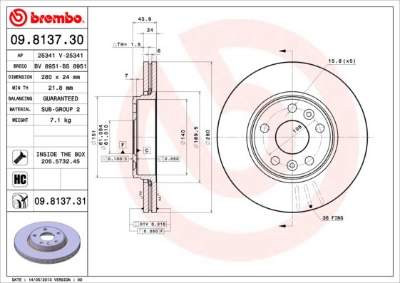 BREMBO Bremsscheibe (09.8137.31)