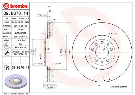 BREMBO Bremsscheibe (09.8670.11)