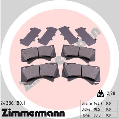 ZIMMERMANN Bremsbelagsatz, Scheibenbremse (24386.180.1)