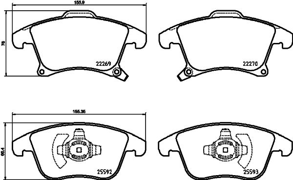 HELLA Bremsbelagsatz, Scheibenbremse (8DB 355 009-971)