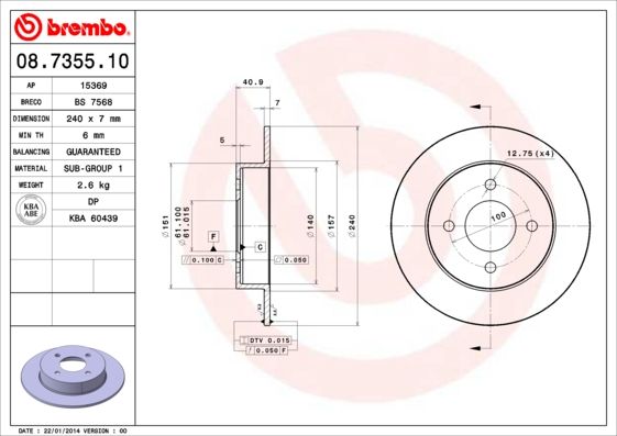 BREMBO Bremsscheibe (08.7355.10)