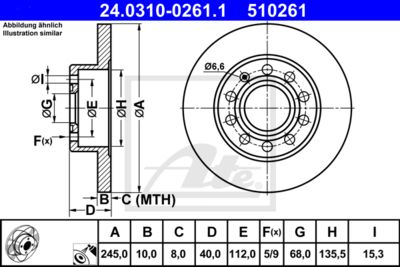 ATE Bremsscheibe (24.0310-0261.1)