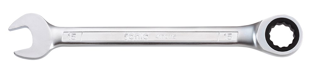 Ring-Gabelschlüssel mit Ratsche, gerade, 12-kant, 16mm 4714123789990 4170116