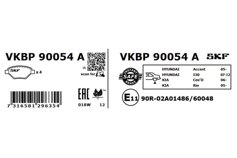 SKF Bremsbelagsatz, Scheibenbremse (VKBP 90054 A)