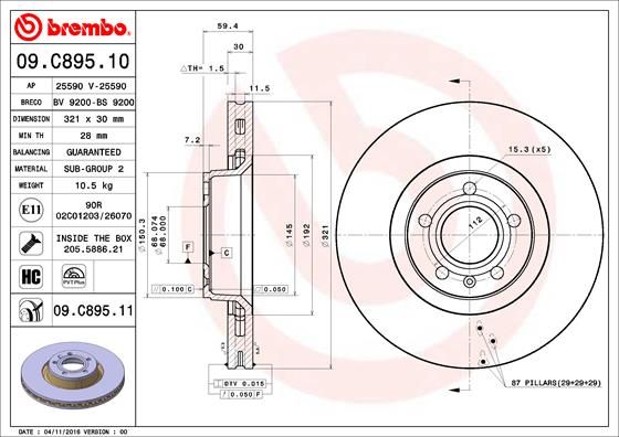 BREMBO Bremsscheibe (09.C895.11)