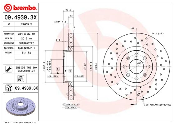BREMBO Bremsscheibe (09.4939.3X) BREMBO Bremsscheibe (09.4939.3X)