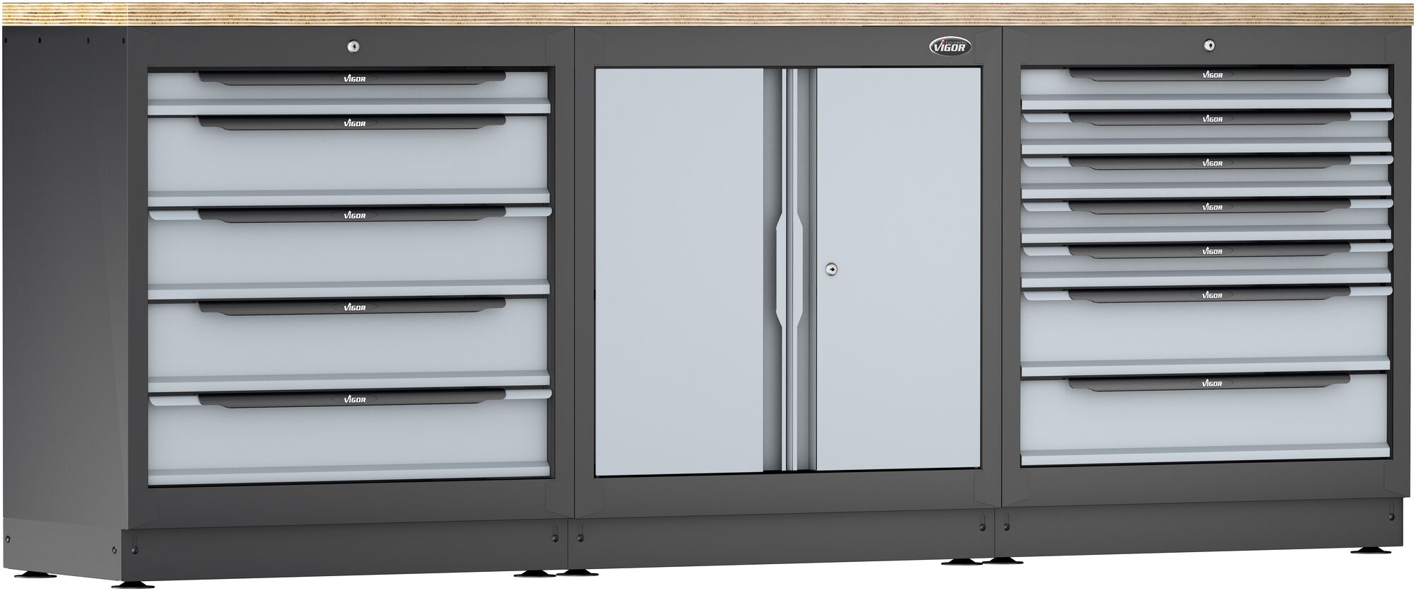 VIGOR Schrankwand-Kombination ∙ Starter-Paket ∙ Holz ∙ V6000-3P1XL