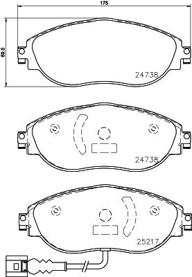 HELLA Bremsbelagsatz, Scheibenbremse (8DB 355 015-921)
