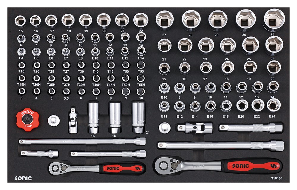 SFS 3/8'' & 1/2'' Nuss- und Bit-Satz mit Ratsche 101-tlg.