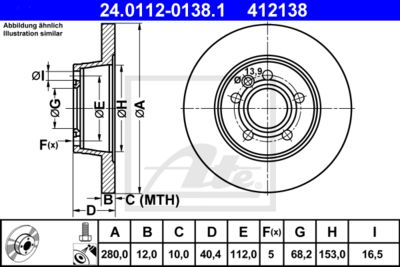 ATE Bremsscheibe (24.0112-0138.1) Thumbnail