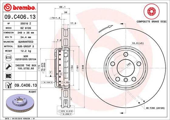 BREMBO Bremsscheibe (09.C406.13)