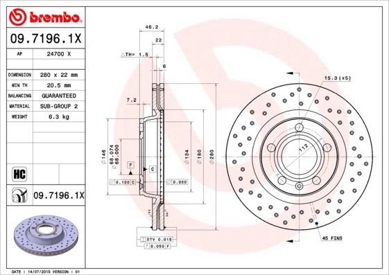BREMBO Bremsscheibe (09.7196.1X)