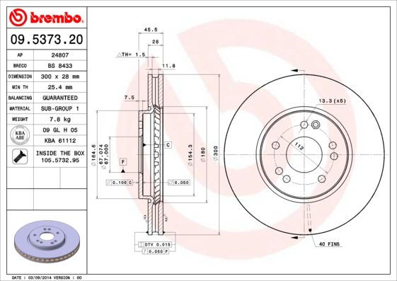 BREMBO Bremsscheibe (09.5373.20)