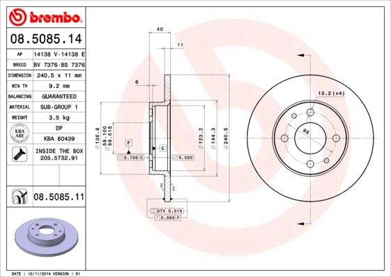 BREMBO Bremsscheibe (08.5085.11)