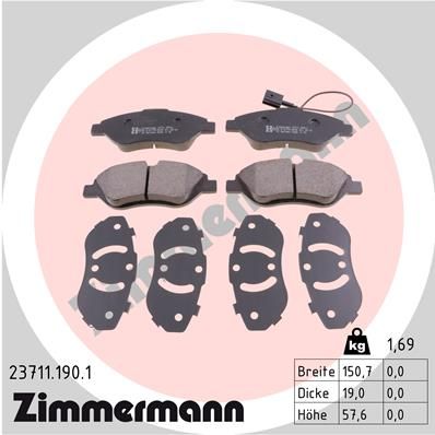 ZIMMERMANN Bremsbelagsatz, Scheibenbremse (23711.190.1)