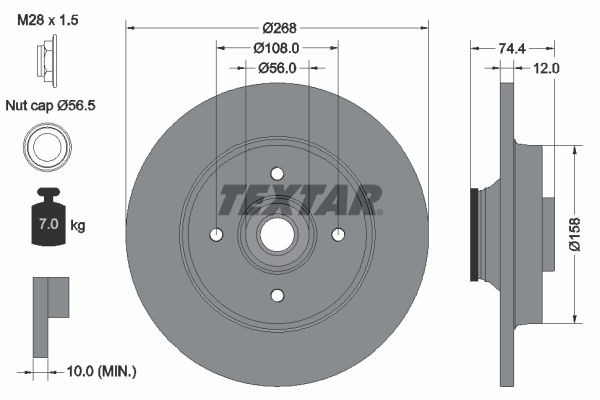 TEXTAR Bremsscheibe (92168703)