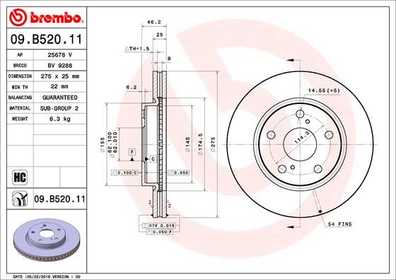 BREMBO Bremsscheibe (09.B520.11)