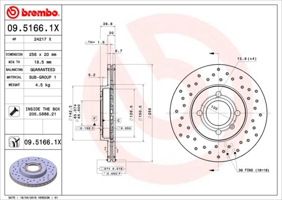 BREMBO Bremsscheibe (09.5166.1X)