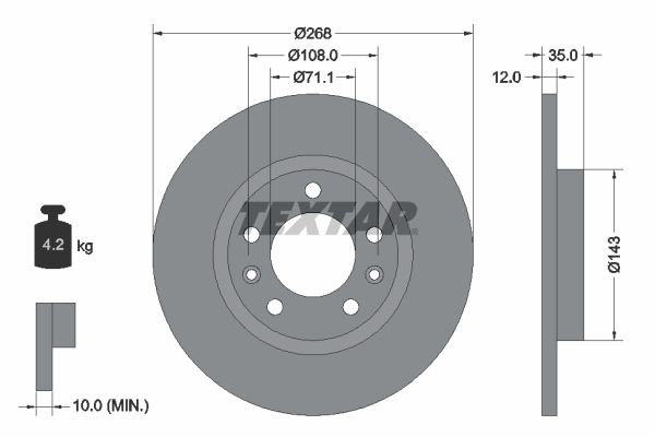 TEXTAR Bremsscheibe (92268003)