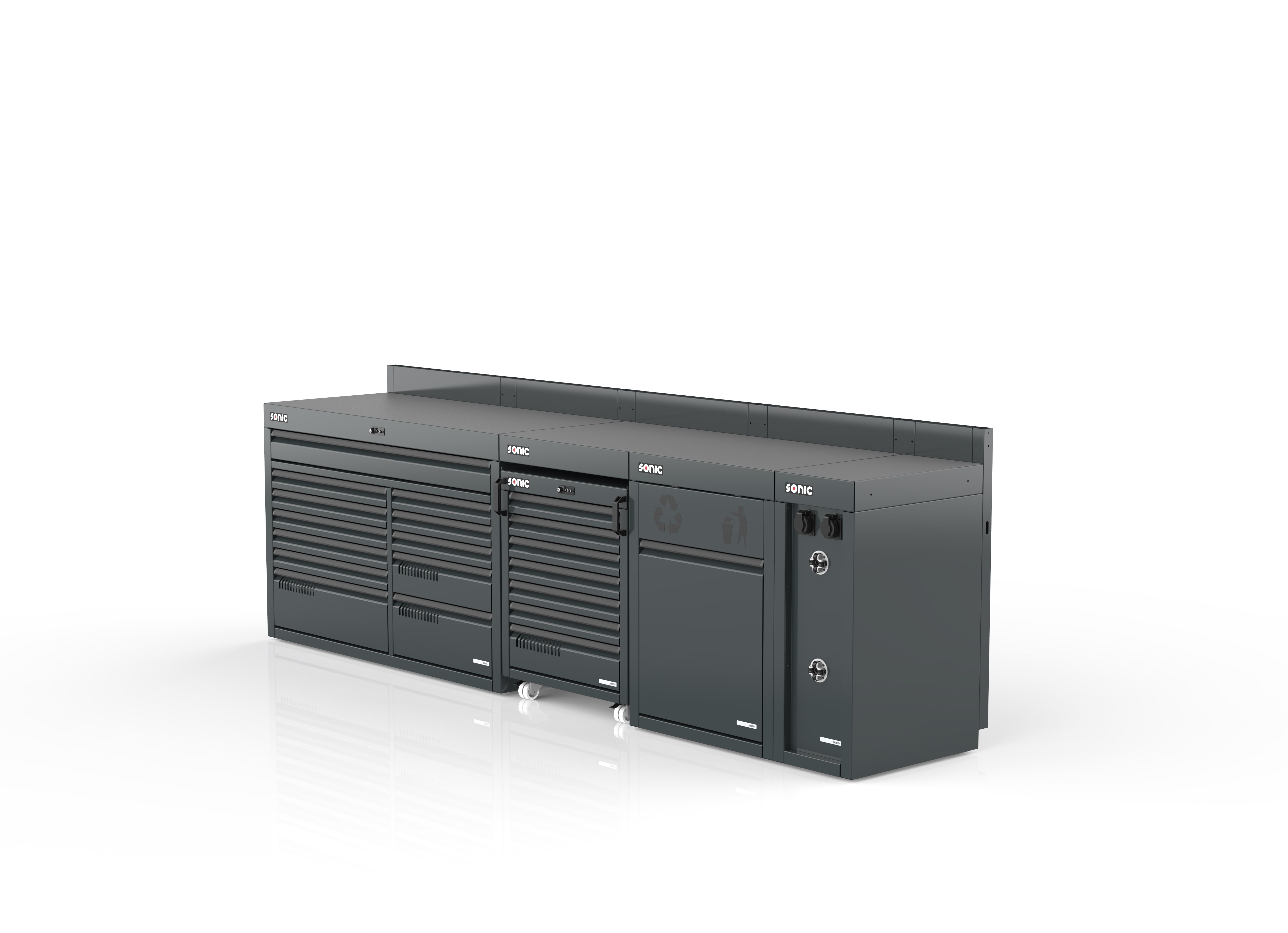 MSS+ Schrankwand halb hoch, Verbundarbeitsplatte MSS+ Schrankwand halb hoch, Verbundarbeitsplatte