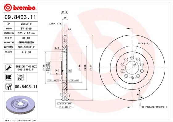 BREMBO Bremsscheibe (09.8403.11)