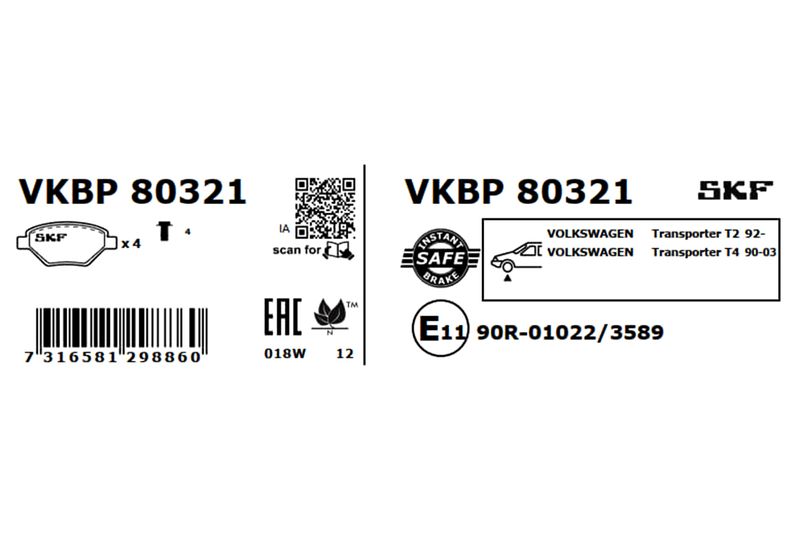 SKF Bremsbelagsatz, Scheibenbremse (VKBP 80321)
