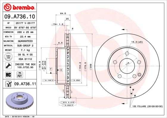 BREMBO Bremsscheibe (09.A736.11)