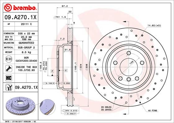 BREMBO Bremsscheibe (09.A270.1X)