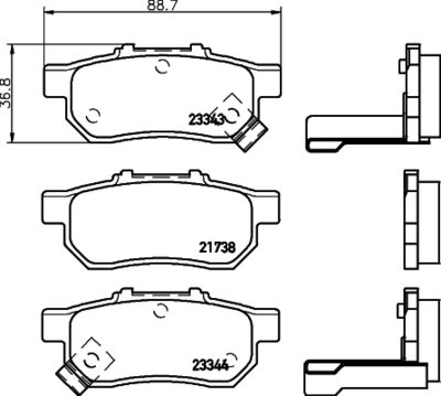 HELLA Bremsbelagsatz, Scheibenbremse (8DB 355 017-151)