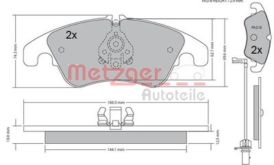 METZGER Bremsbelagsatz, Scheibenbremse (1170127)
