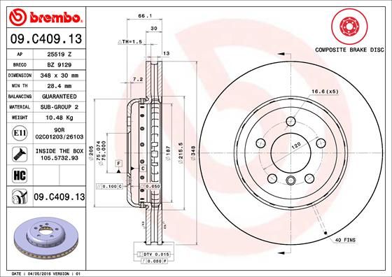BREMBO Bremsscheibe (09.C409.13)
