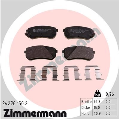 ZIMMERMANN Bremsbelagsatz, Scheibenbremse (24276.150.2)