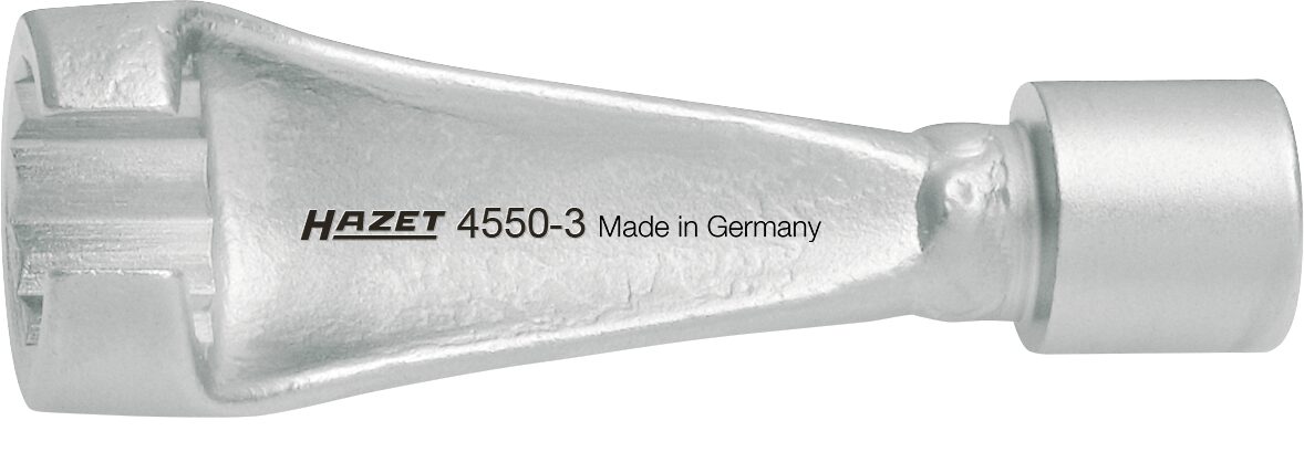 HAZET Einspritzleitungs-Schlüssel 4550-3 ∙ Vierkant10 mm (3/8 Zoll) ∙ Außen-Doppel-Sechskant Profil ∙ 17 mm