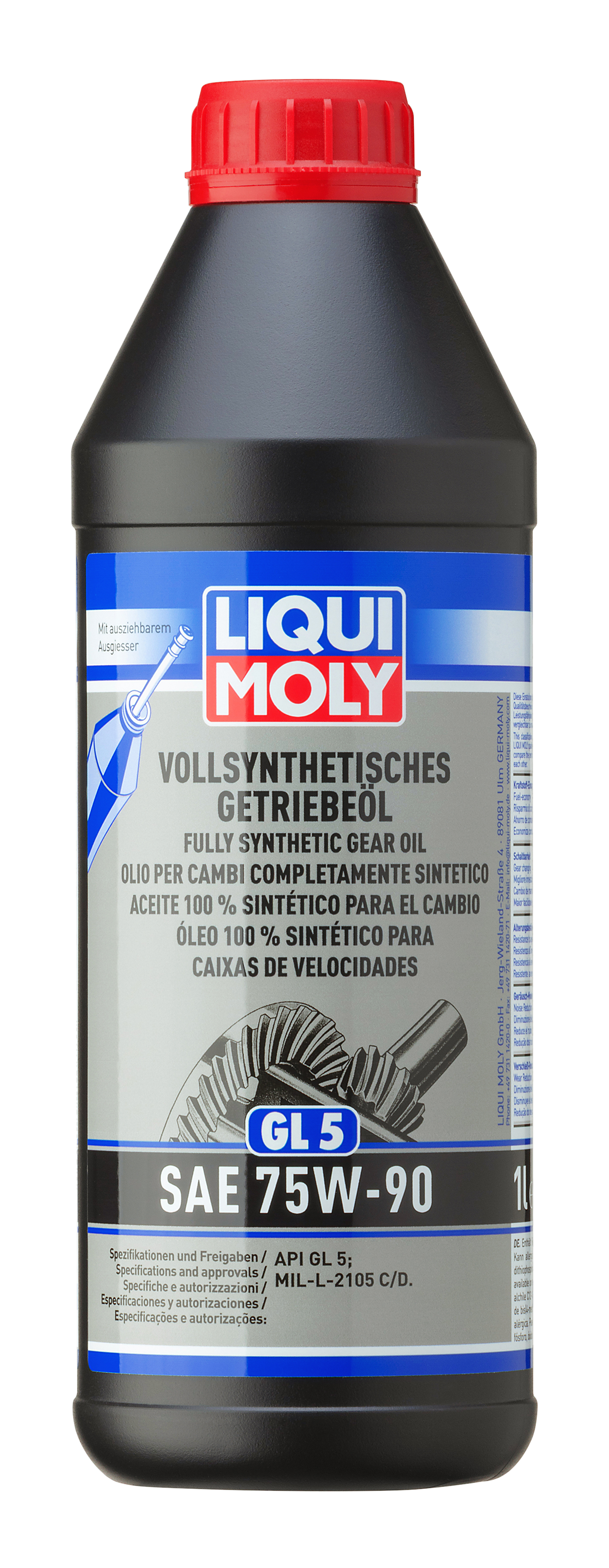 LIQUI MOLY Vollsynthetisches Getriebeöl (GL5) SAE 75W-90, 1 l (1414)