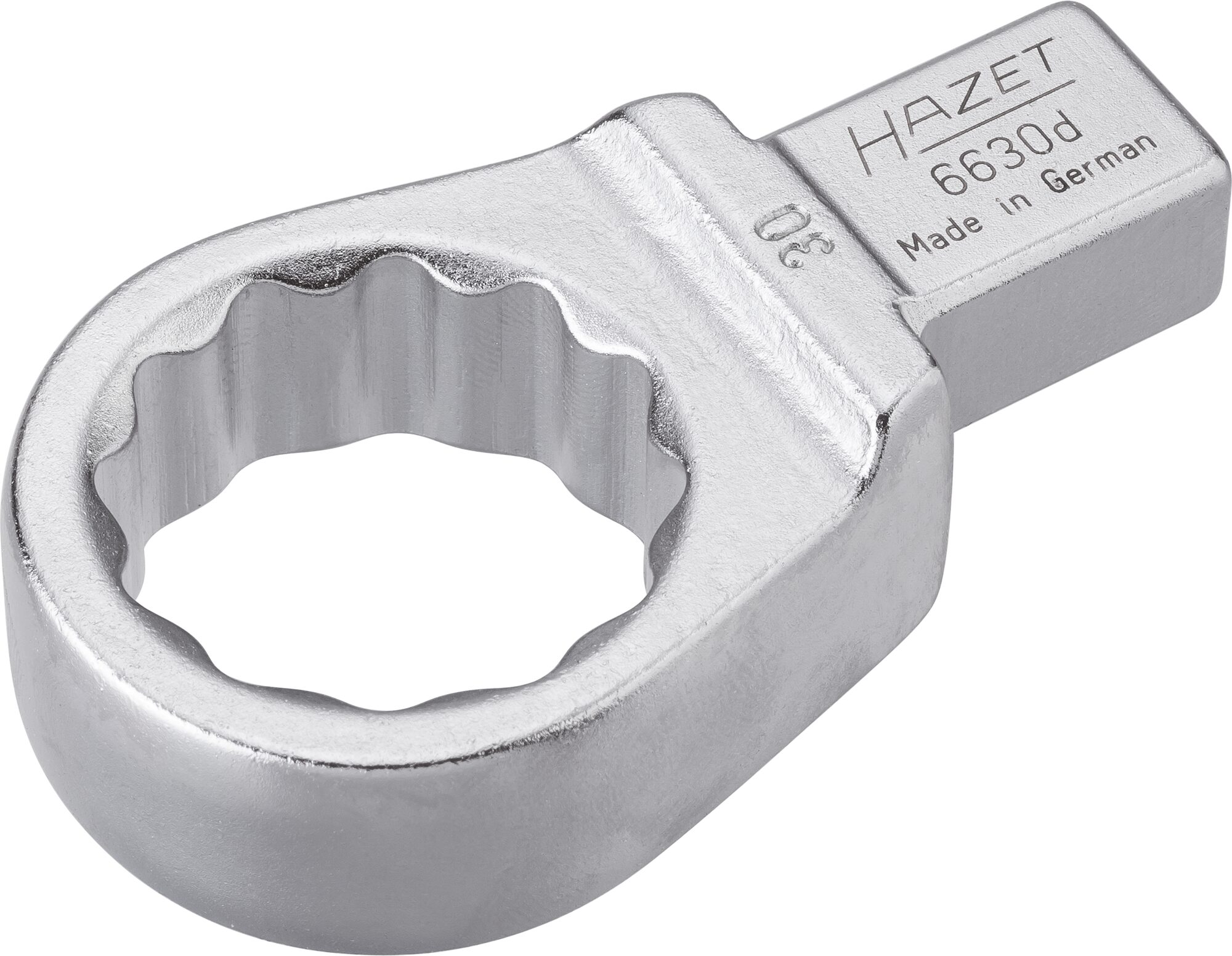 HAZET Einsteck-Ringschlüssel 6630D-30 ∙ Einsteck-Vierkant 14 x 18 mm ∙ Außen-Doppel-Sechskant-Tractionsprofil ∙ 30 mm 4000896029082 6630D-30