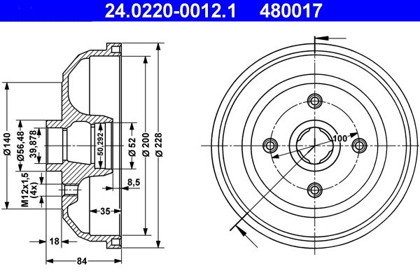 ATE Bremstrommel (24.0220-0012.1)