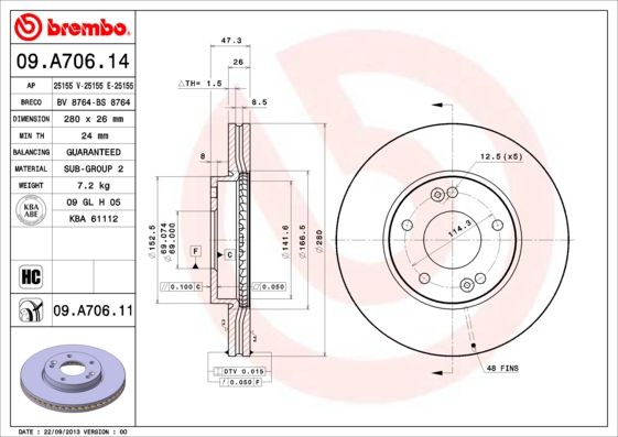 BREMBO Bremsscheibe (09.A706.11)