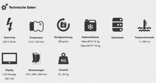 Launch Klimaservice Value 601 YF - Professionelles Klimaanlagen Wartungsgerät f. R1234yf Kältemittel  